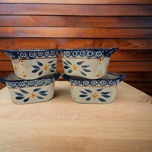 Temptations by Tara Old World Blue SET of 4 Ramekin Small Mini Dip